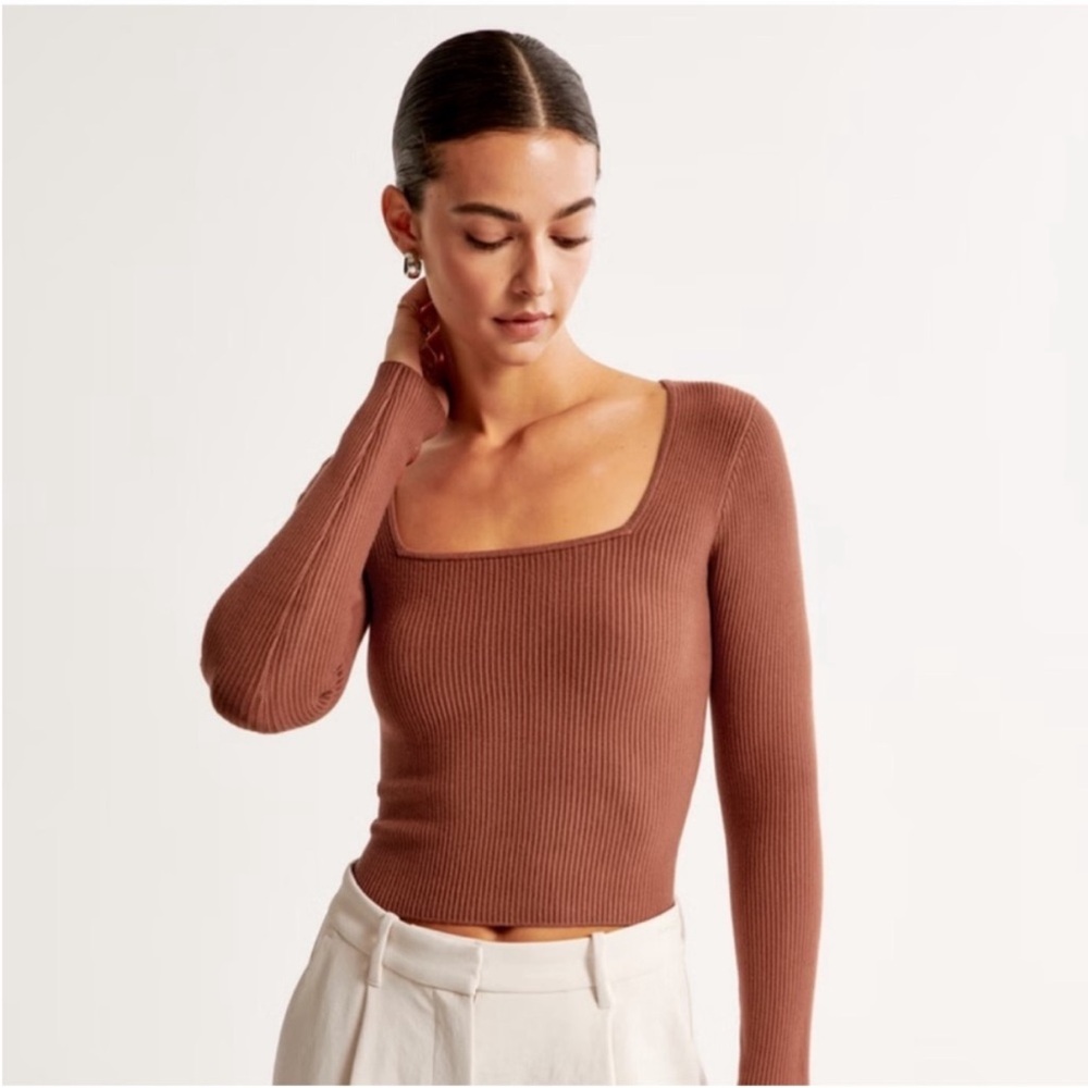 Abercrombie rust colored ribbed long sleeve sweater top size medium